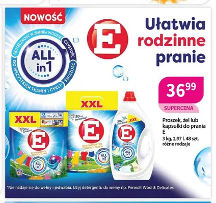 Proszek do prania E do kolorowych i ciemnych tkanin promocja w Drogerie Polskie