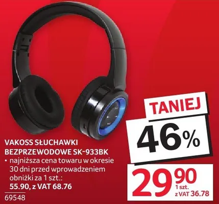 Słuchawki bezprzewodowe VAKOSS SK-933BK promocja w Selgros