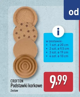 Podstawki korkowe CROFTON promocja w Aldi