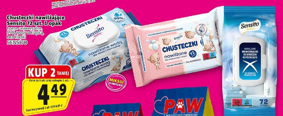 Chusteczki nawilżające Sensito home uniwersalne promocja w Prim Market