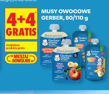 Mus owocowy Gerber Natural for Baby jabłko jagoda banan promocja w Biedronka