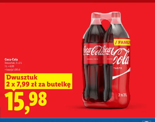 Napój gazowany Coca-Cola Original Taste 2-pak promocja w Lidl