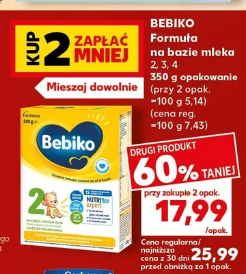 Mleko modyfikowane Bebiko 2 promocja w Kaufland