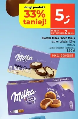 Ciastka Milka White Choco Mini Stars promocja w Dealz