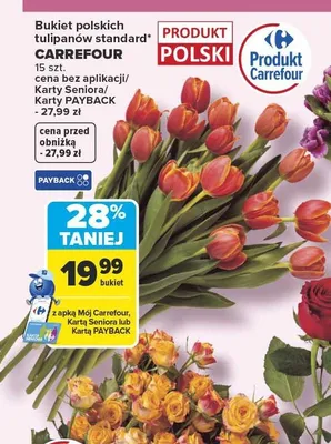 Bukiet polskich tulipanów standard Carrefour promocja w Carrefour