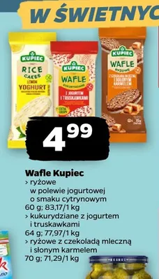 Wafle ryżowe Kupiec w polewie jogurtowej o smaku cytrynowym promocja w Netto