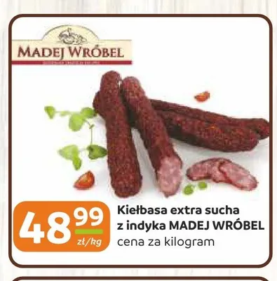 Kiełbasa extra sucha z indyka Madej Wróbel promocja w Gama