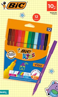 Flamastry Bic Kids Visa 12 kolorów promocja w Dealz