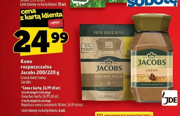 Kawa rozpuszczalna Jacobs Cronat Gold promocja w TOPAZ