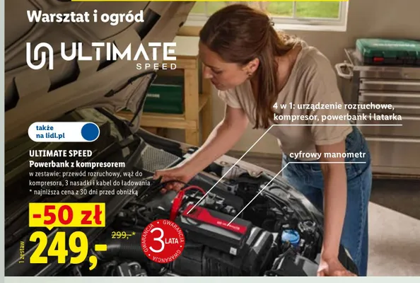 Powerbank z kompresorem Ultimate Speed promocja w Lidl