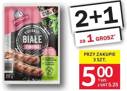 Kiełbaski z indyka Indykpol białe lub chilli promocja w Selgros