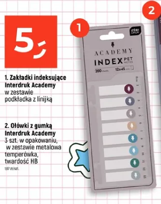 Zakładki indeksujące Interdruk Academy z podkładką z linijką promocja w Dealz