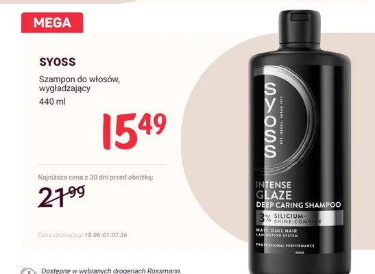 Szampon do włosów wygładzający Syoss promocja w Rossmann