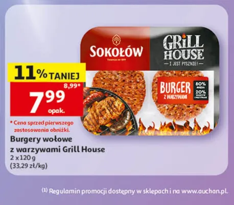 Burgery wołowe z warzywami Sokołów Grill House promocja w Auchan