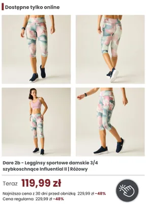 Legginsy sportowe damskie 3/4 szybkoschnące Dare 2b Influential II Różowy promocja w Regatta
