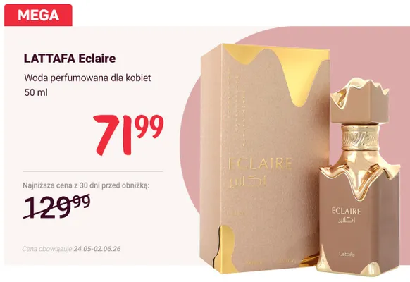Woda perfumowana dla kobiet LATTAFA Eclaire MEGA promocja w Rossmann