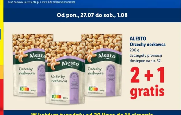 Orzechy nerkowca Alesto promocja w Lidl
