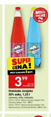 Oranżada Jurajska 20% soku czerwona promocja w Twój Market