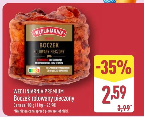 Boczek rolowany pieczony premium promocja w Aldi