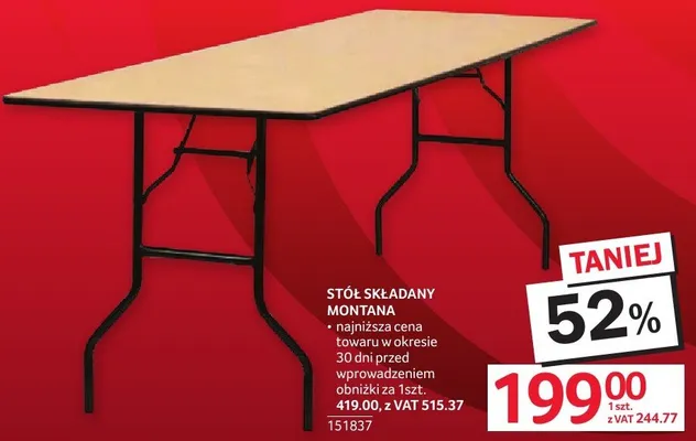 Stół składany Montana promocja w Selgros