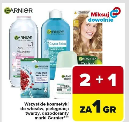 Wszystkie kosmetyki do włosów, pielęgnacji twarzy, dezodoranty marki Garnier promocja w Carrefour