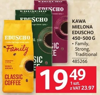 Kawa mielona Eduscho 450-500 g promocja w Selgros