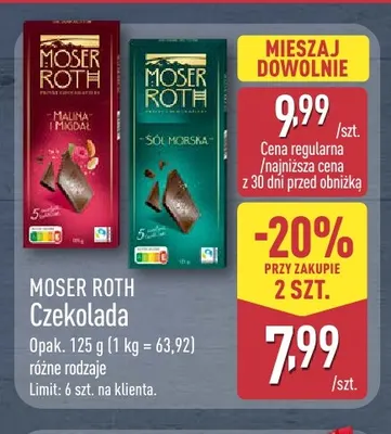 Czekolada Sól morska Moser Roth promocja w Aldi