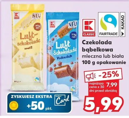 Czekolada bąbelkowa biała promocja w Kaufland
