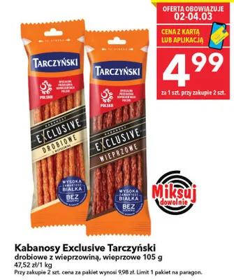 Kabanosy Exclusive drobiowe z wieprzowiną promocja w LEWIATAN