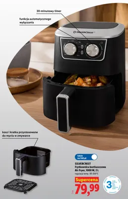 Frytkownica beztłuszczowa Silvercrest 1000W 2 l promocja w Lidl