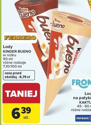 Lody w rożku różne rodzaje promocja w Carrefour