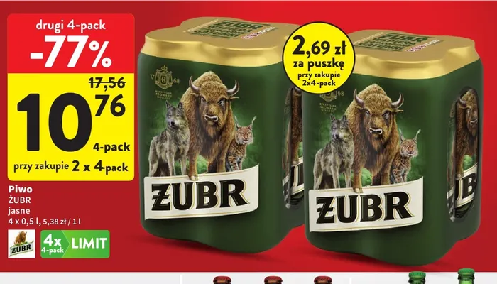 Piwo Żubr 4-pak 500 ml promocja w Intermarche
