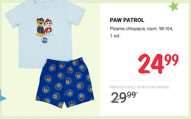 Piżama chłopięca Paw Patrol rozm. 98-104 promocja w Rossmann