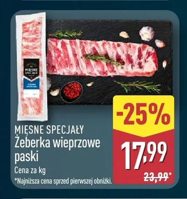 Żeberka wieprzowe paski Mięsne Specjały promocja w Aldi