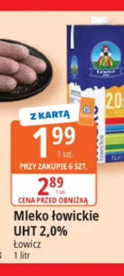 Mleko Łowickie UHT 2,0% promocja w Leclerc