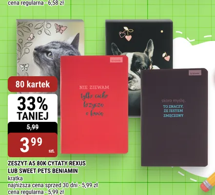 Zeszyt A5 80 kartek Cytaty Rexus promocja w bi1