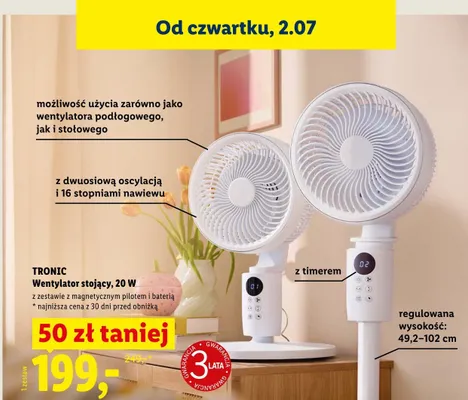 Wentylator stojący TRONIC 20W promocja w Lidl