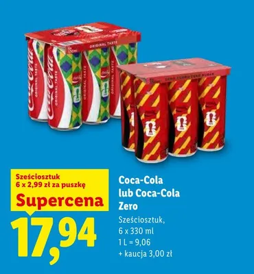 Napój gazowany Coca-Cola Zero Sugar 6-pak promocja w Lidl