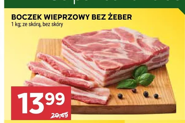 Boczek wieprzowy bez żeber bez skóry promocja w Stokrotka