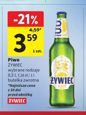 Piwo Żywiec Lemonż 0,0% 500 ml promocja w Intermarche