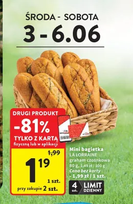 Mini bagietka LA LORRAINE graham czosnkowa promocja w Intermarche