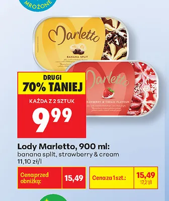 Lody Marletto strawberry & cream promocja w Biedronka