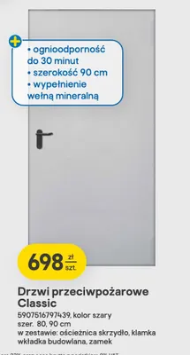 Drzwi przeciwpożarowe Classic 80 cm promocja w Castorama
