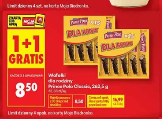 Wafelki dla rodziny Prince Polo Classic promocja w Biedronka