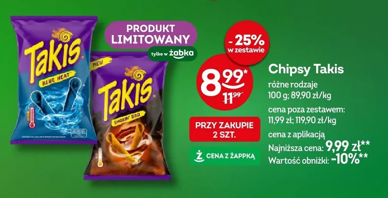 Chipsy Takis różne rodzaje promocja w Żabka