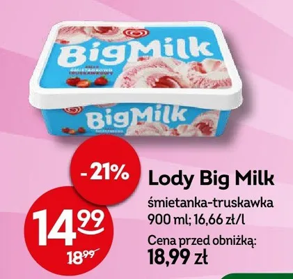 Lody śmietanka-truskawka promocja w Żabka