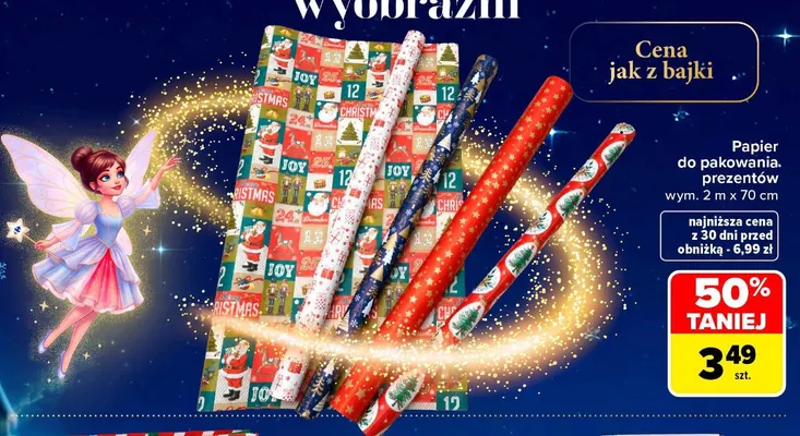 Papier do pakowania prezentów 2mx70 cm promocja w Carrefour