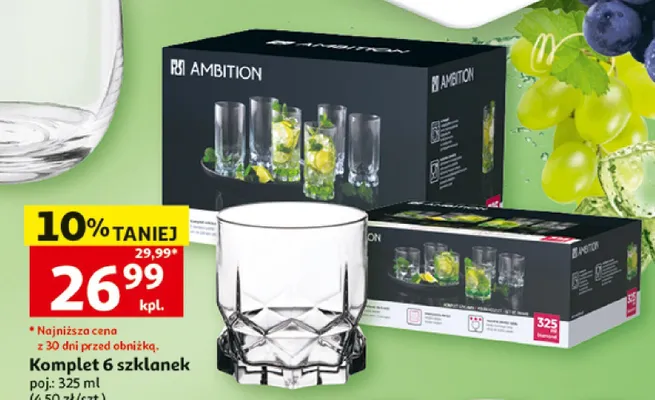 Komplet 6 szklanek Ambition promocja w Auchan