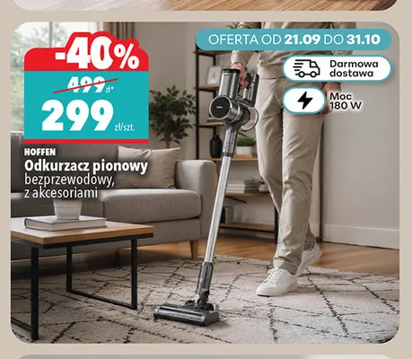 Odkurzacz pionowy bezprzewodowy z akcesoriami Hoffen promocja w Biedronka