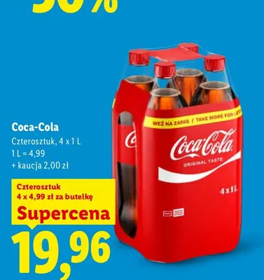 Napój gazowany Coca-Cola 4-pak promocja w Lidl